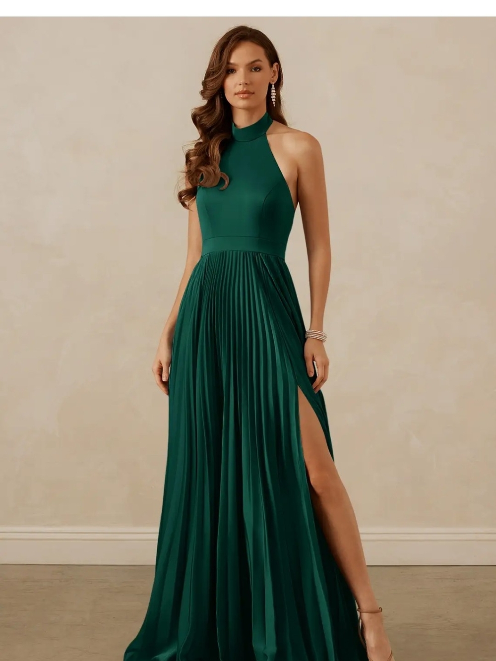Christian Siriano Bridal for Azazie - Emerald A Line Pleated Bridesmaid Dress